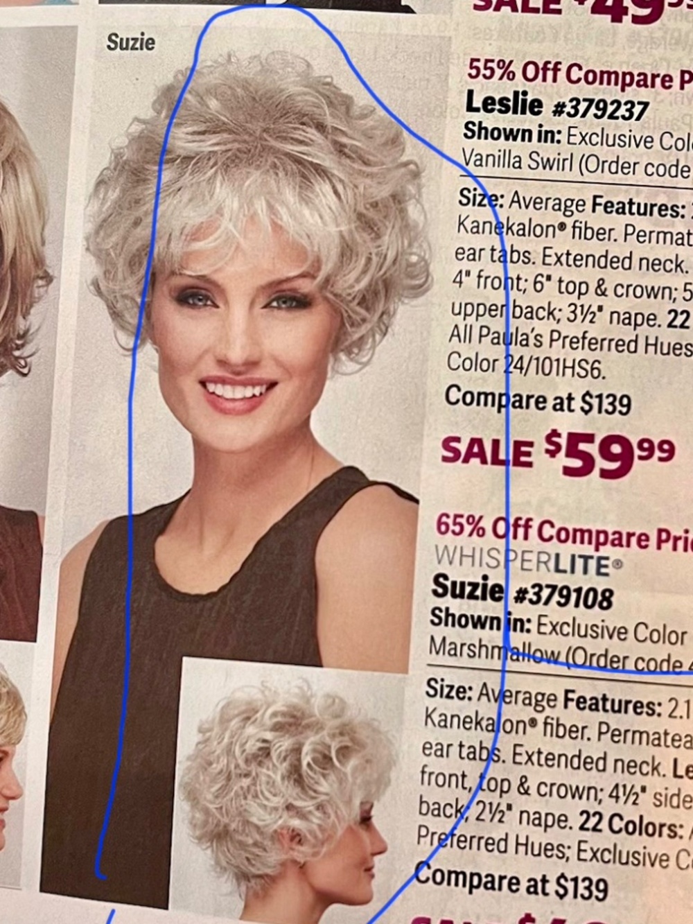 Paula Young Suzie wig in color 60 (white) size average tags in box